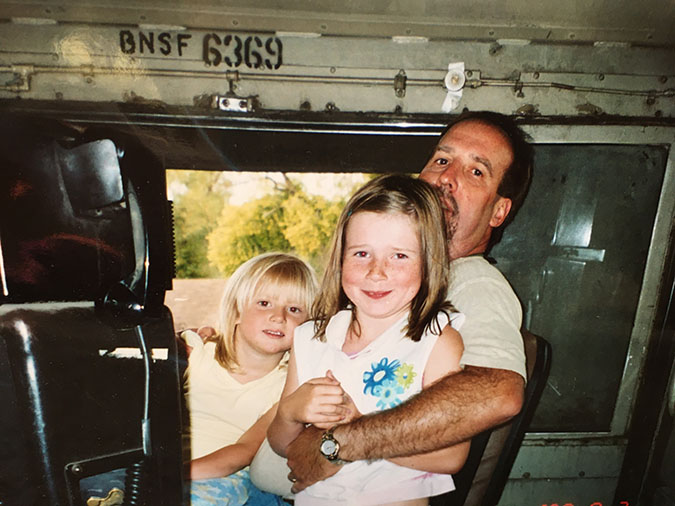 Robert Burkhardt’s daughters visiting their dad in 2002 