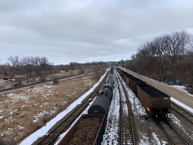 Oil and coal trains moving through our La Crosse terminal.